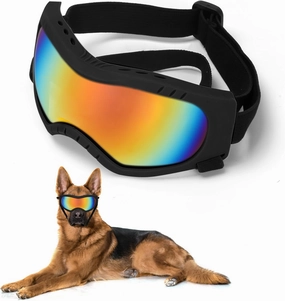 Dog Sunglasses Dog Goggles Pet Glasses Pet Eyewear with Adjustable Strap, Glasses for Medium Large Dog Swimming Skating Glasses UV Proof Windproof Dustproof (Black Frame   Colorful Lens)