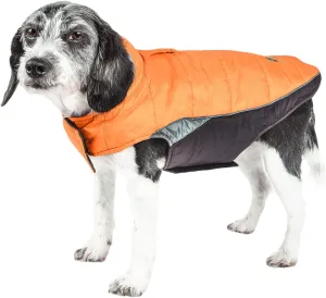 DOGHELIOS 'Hurricane-Waded' Plush Adjustable 3M Reflective Insulated Winter Pet Dog Coat Jacket w/ Blackshark technology, Large, Sporty Orange