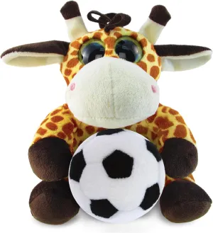 DolliBu Big-Eye Giraffe Stuffed Animal with Soccer Ball Plush - Soft Huggable Giraffe, Adorable Playtime Plush Toy, Cute Wildlife Gift, Super Soft Plush Doll Animal Toy for Kids and Adults - 6 Inches