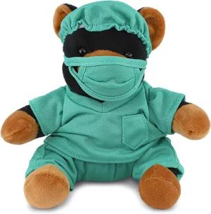 DolliBu Black Bear Doctor Plush Toy - Super Soft Black Bear Doctor Stuffed Animal Dress Up with Cute Uniform and Cap Outfit - Fluffy Toy Plush Gift for Doctor - 6 Inches
