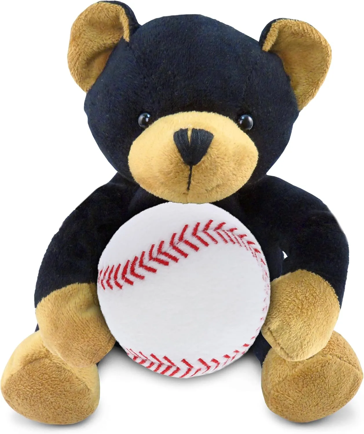 DolliBu Black Bear Stuffed Animal with Baseball Plush - Soft Huggable Black Bear, Adorable Playtime Plush Toy, Super Soft Plush Doll Animal Toy for Kids and Adults - 6 Inch