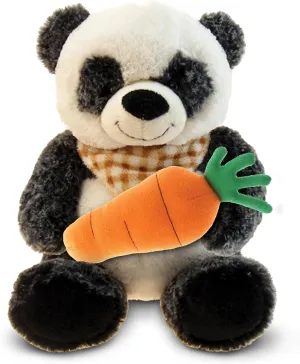 DolliBu Happy Easter Super Soft Plush Sitting Panda with Carrot - Cute Stuffed Animals with Carrot Plush Toy, with Name Personalization, Spring Easter Plush Animal - 9.5 Inches
