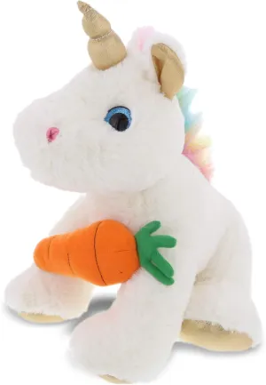 DolliBu Happy Easter Super Soft Plush White & Gold Unicorn with Carrot - Cute Stuffed Animals with Carrot Plush Toy, Perfect Easter Holiday Surprise Gift - 11.5"
