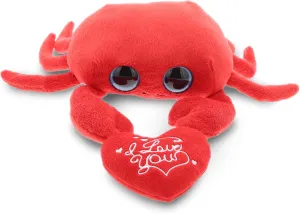 DolliBu I Love You Valentine Plush Big Eye Red Crab - Cute Soft Cuddly Stuffed Animal with Red Heart Gift for Valentines Day, Birthday Present, Anniversary, Romantic Date - 6 Inches