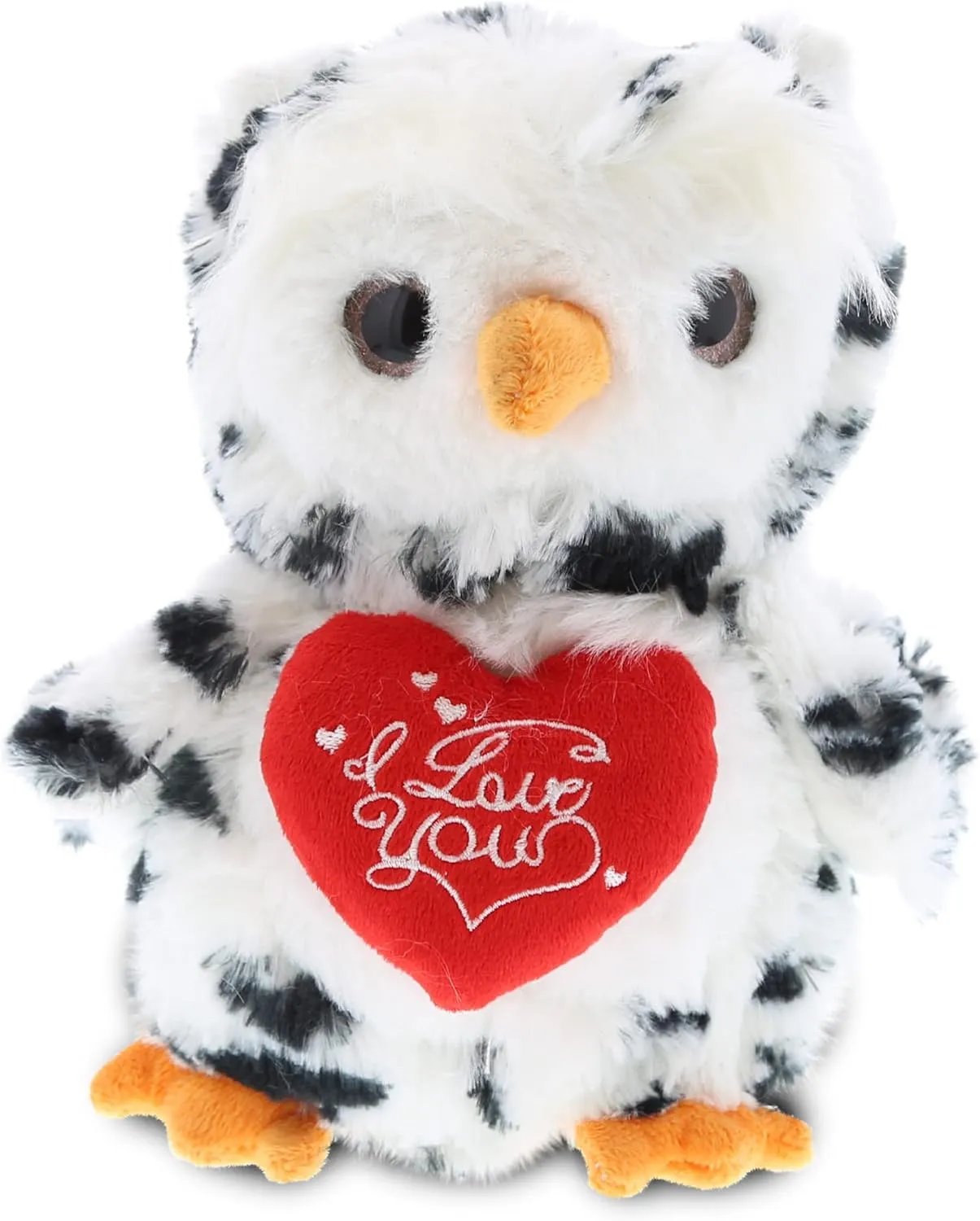 DolliBu I Love You Valentine Plush White Owl - Cute Stuffed Animal with Red Heart and Name Personalization Gift for Valentines Day, Birthday, Anniversary, Romantic Date - 8.5 Inches