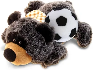 DolliBu Lying Black Bear Stuffed Animal with Soccer Ball Plush - Soft Plush Huggable Bear, Adorable Playtime Plush Toy Cute Wildlife Gift for Kids and Adults – 9 Inches