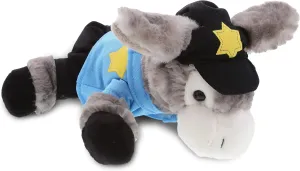 DolliBu Lying Grey Donkey Police Officer Plush Toy - Super Soft Donkey Cop Stuffed Animal Dress Up with Cute Cop Uniform & Cap Outfit - Gift with Personalization - 9" Inches