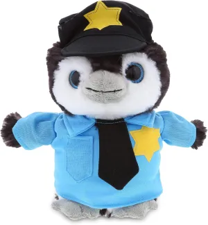 DolliBu Penguin Police Officer Plush Toy - Super Soft Grey Penguin Cop Stuffed Animal Dress Up with Cute Cop Uniform and Cap Outfit Gift for Law Enforcement - 9 Inches