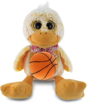 DolliBu Sitting Duck Stuffed Animal with Basketball Plush - Soft Huggable Duck, Adorable Duck Plush Toy, Personalized Plush Doll Animal Toy for Kids and Adults - 9 Inch