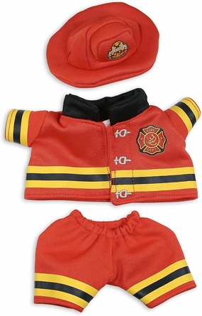 DolliBu Firefighter Dress Up with Holes in Helmet Set for Teddy Bear Plush Toy - Firefighter Hat and Stuffed Animal Clothes Set, Teddy Bear Costume Set with Fireman Helmet, Jacket and Pants - Small