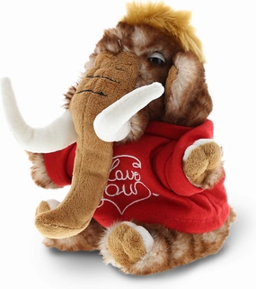 DolliBu I Love You Valentine Plush Wild Mammoth - Cute Stuffed Animal with Red Shirt and Name Personalization Gift for Valentines Day, Birthday, Anniversary, Romantic Date - 10 Inches