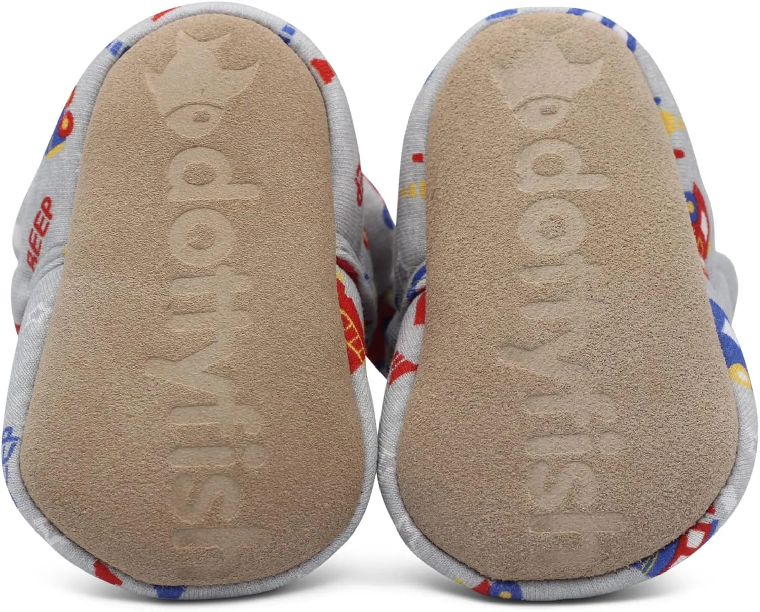 Dotty Fish Fleece Lined Baby Booties - Non-Slip Suede Sole - Warm & Cozy Slippers for Newborns to 24 Months - Perfect Winter Shoes for Babies