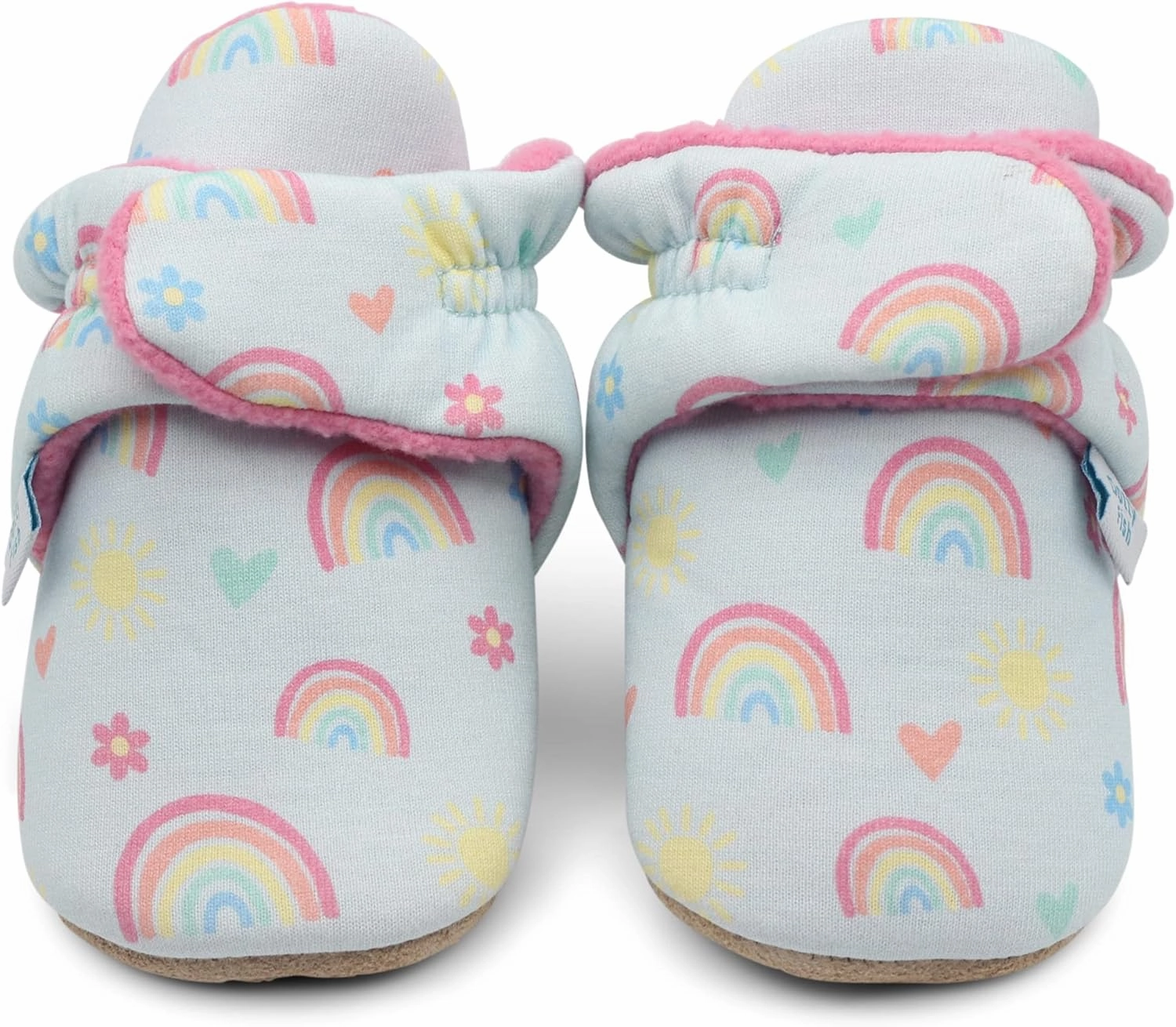 Dotty Fish Fleece Lined Baby Booties - Non-Slip Suede Sole - Warm & Cozy Slippers for Newborns to 24 Months - Perfect Winter Shoes for Babies