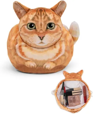 Drawstring Makeup Bag, Cute Cat Travel Makeup Bag Gifts for Women, Large Cosmetic Bag for Women, Makeup Bag Organizer, Makeup Pouch for Purse, Travel Toiletry Bag (Orange Cat)