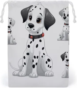 Drawstring Storage Bag Cute Dalmatian Gym String Bag Durable Washable for Men Women