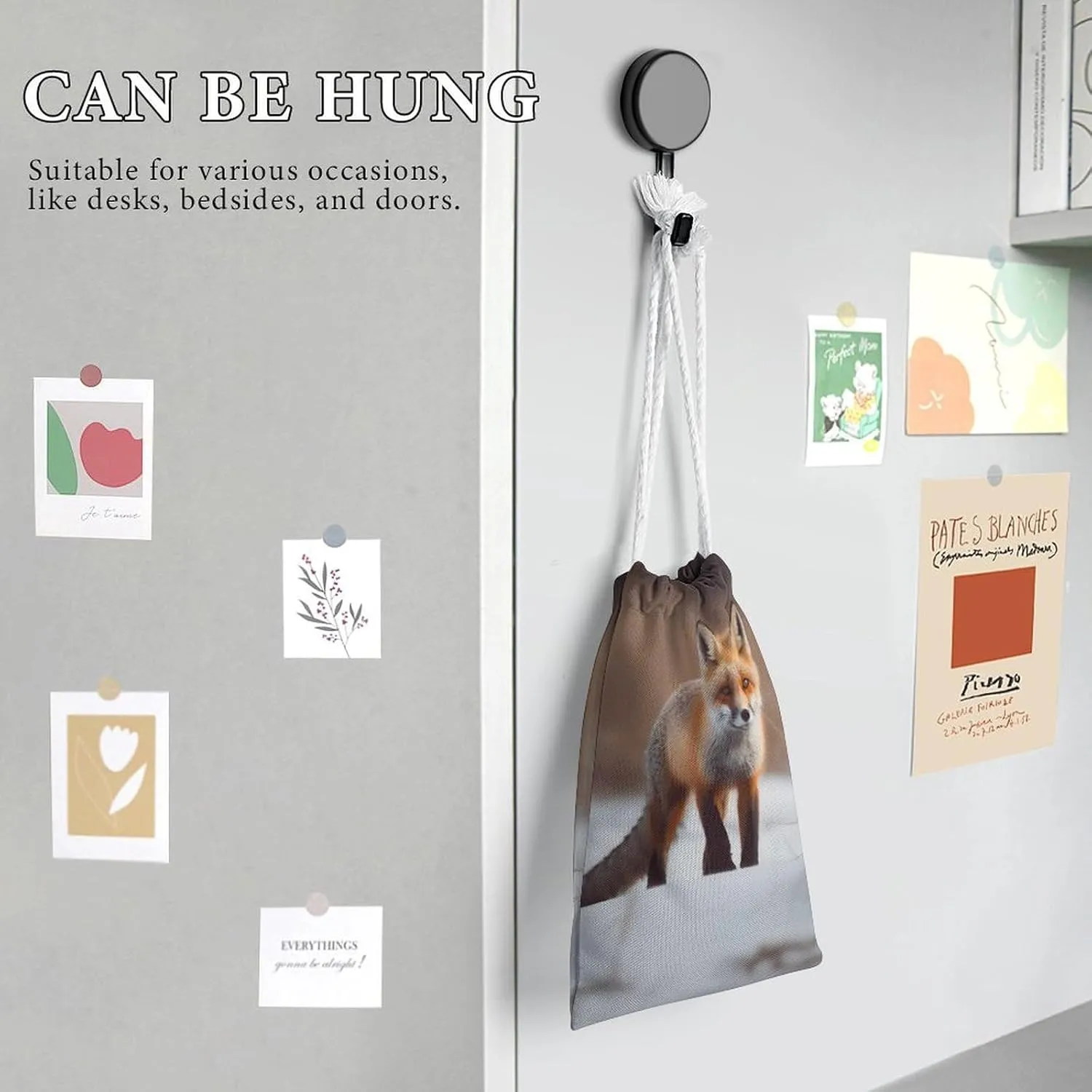 Drawstring Storage Bag Cute Fox Gym String Bag Durable Washable for Men Women