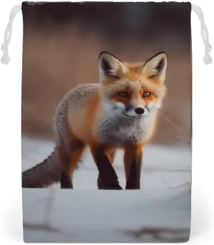 Drawstring Storage Bag Cute Fox Gym String Bag Durable Washable for Men Women