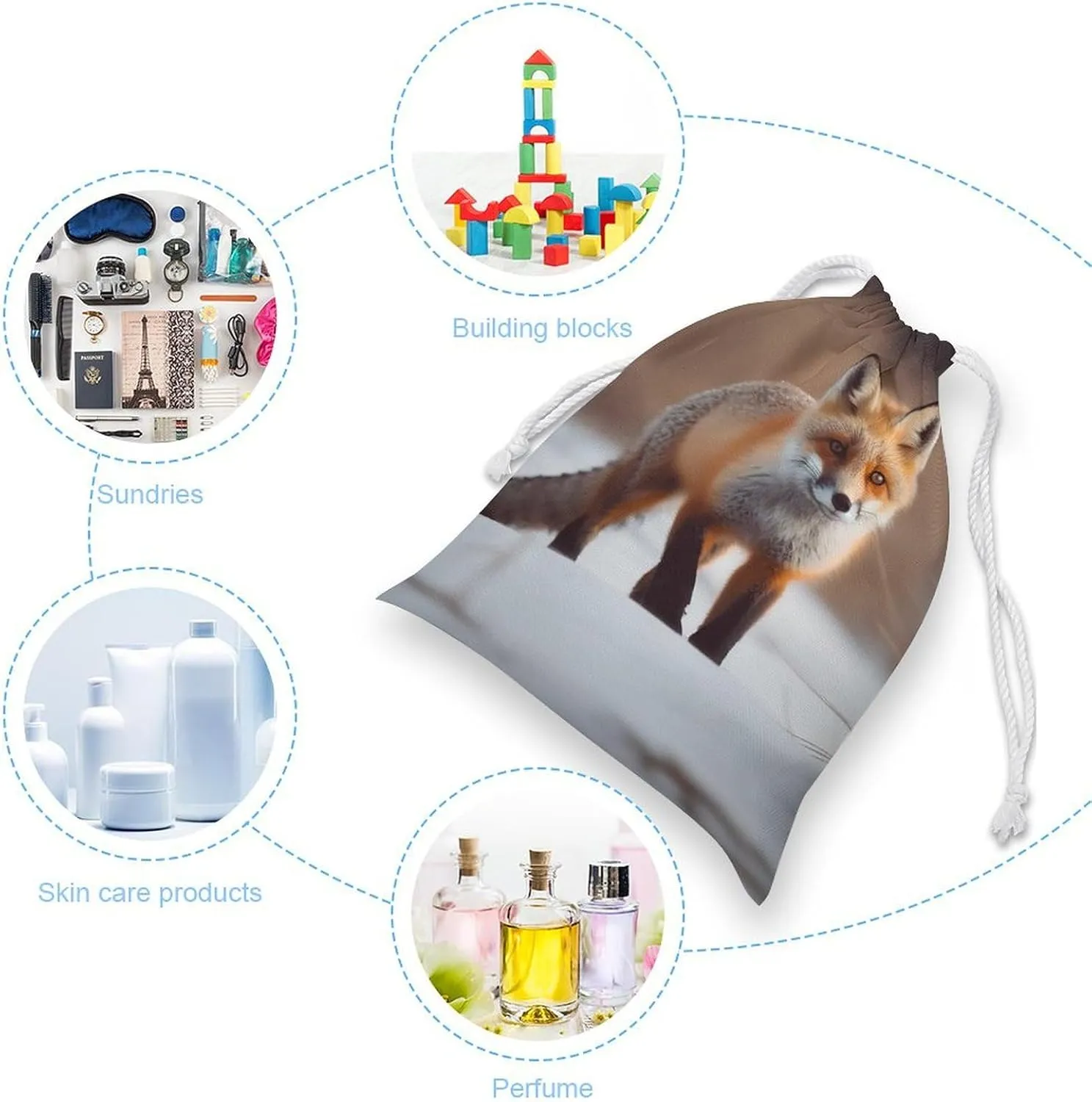 Drawstring Storage Bag Cute Fox Gym String Bag Durable Washable for Men Women