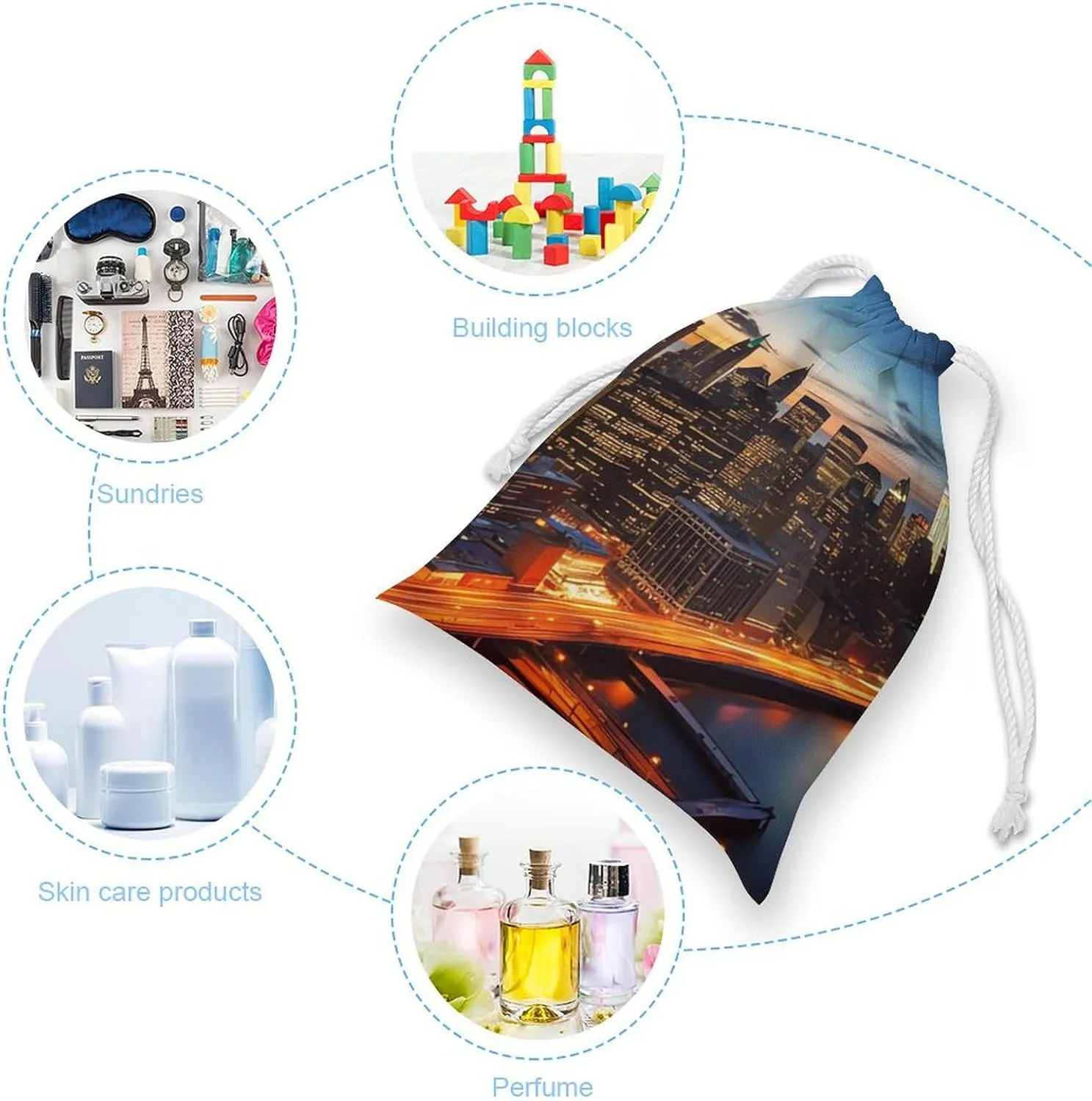 Drawstring Storage Bag New York City Scenery Gym String Bag Durable Washable for Men Women
