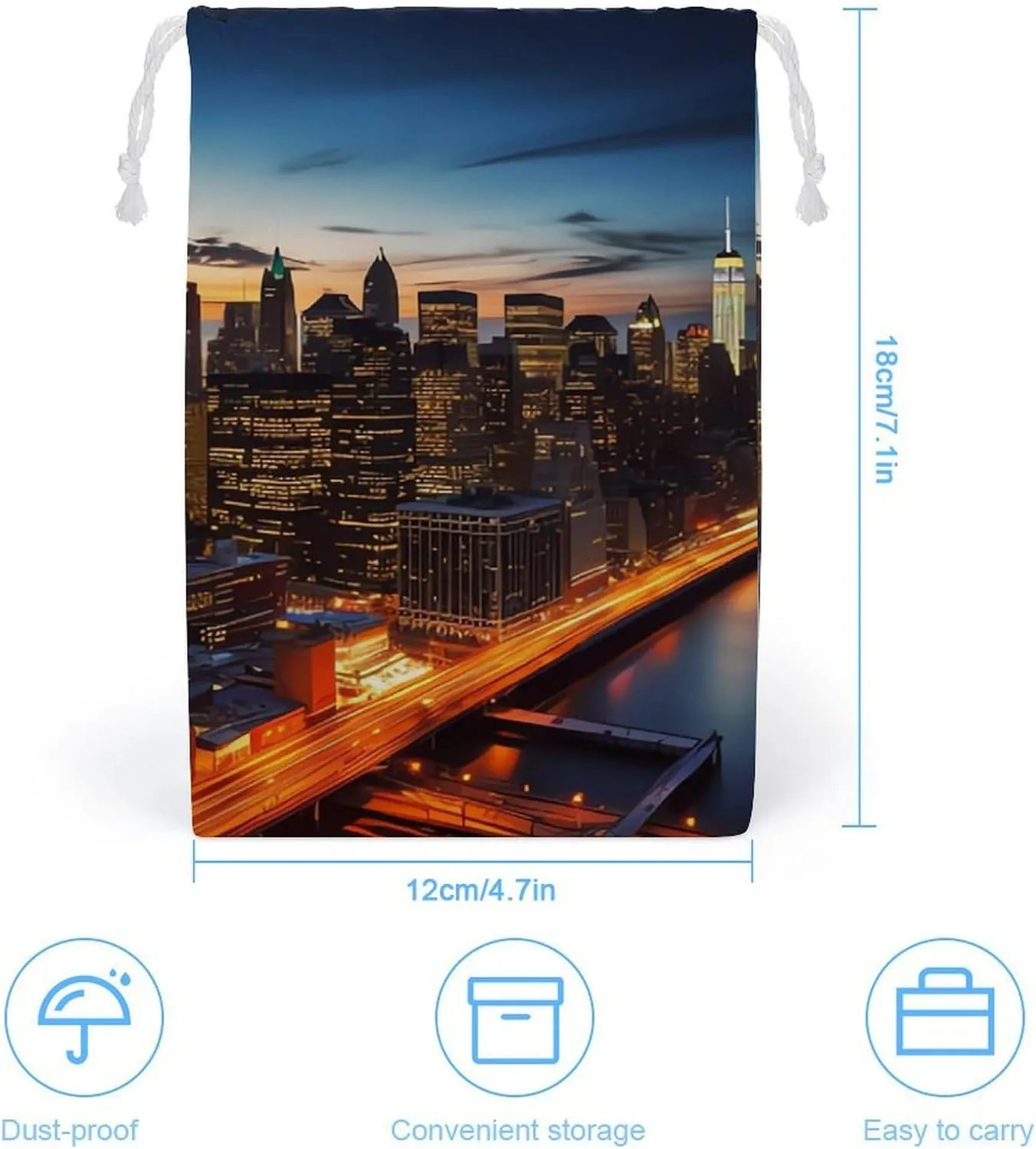 Drawstring Storage Bag New York City Scenery Gym String Bag Durable Washable for Men Women