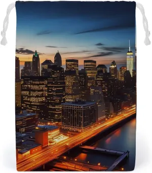 Drawstring Storage Bag New York City Scenery Gym String Bag Durable Washable for Men Women