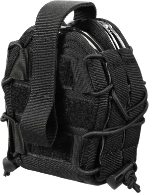 Dual Handcuffs Tactical Handcuff Pouch - Elliptical Law Enforcement Cuff Holder Carrier with U-Shaped Groove | Shock-Absorbing Adjustable Rope | Fits ASP/Hinged/Chain/Folding Handcuffs