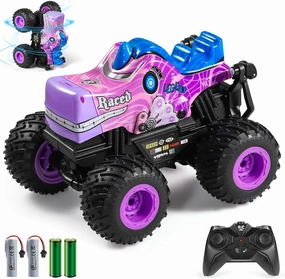DYODYORC Remote Control Car, 2.4Ghz All Terrain Pony Monster Truck Toys, RC Truck with Music, 3 Lighting Effects, 360 Stunt Capable, All Included Ready to Run, Toy Gifts for Boys and Girls (Pink)