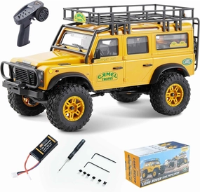 EAZYRC FMS 1/24 FCX24M RC Crawler RTR, Land Rover Series with Licensed, 1/24 RC Truck 4X4 Mini RC Truck with Lighting, 2.4Ghz Remote Control(Defender 110)