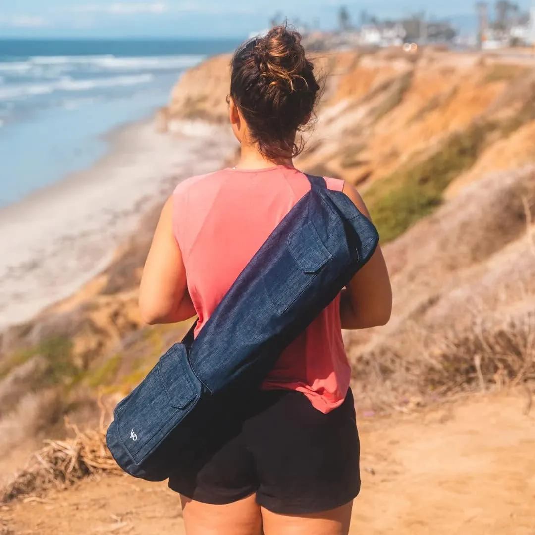 Eco Friendly Yoga Mat Bag | Organic Yoga Bag For Extra Wide Mats | Yoga Mat Carrier for Men & Women: Full Zip, Adjustable Carry, Pockets, 100% Cotton Canvas