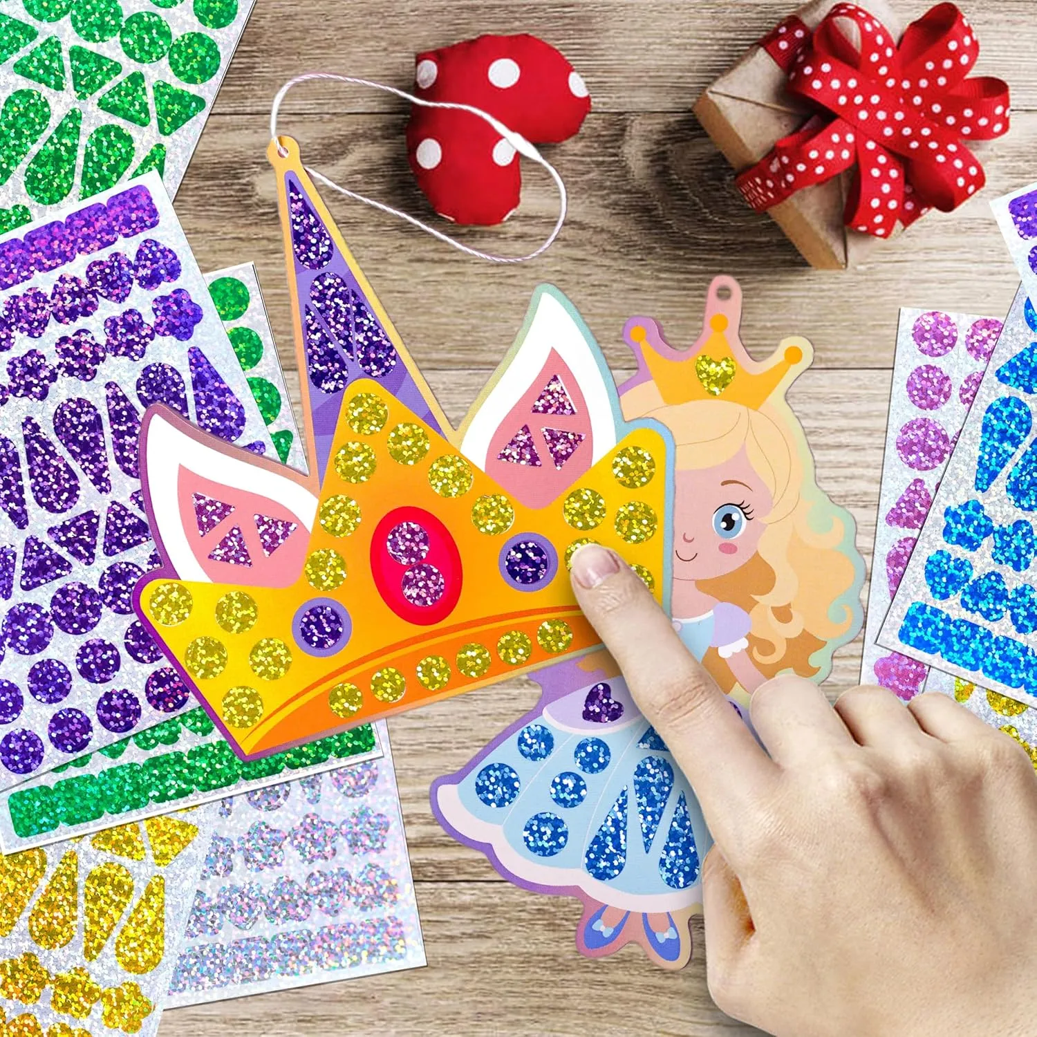 EDSPORTSHOUSE Mosaic Foil Stickers Craft Kits for Kids - Unicorns & Princesses,DIY Party Favors Craft Activity,Travel Toys,Birthday Gifts for Girls Ages 3,4,5,6,7,8
