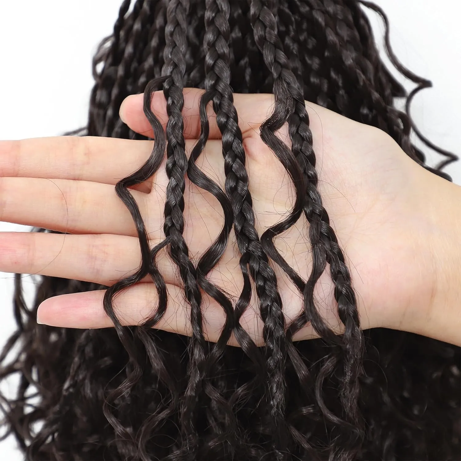 Eerya 8 Packs Boho Box Braids Crochet Hair for Black Women 10 Inch Goddess Box Braids Pre-looped Bohemian Crochet Box Braids With Curly Ends Synthetic Crochet Hair Extensions (10 inch, #4)
