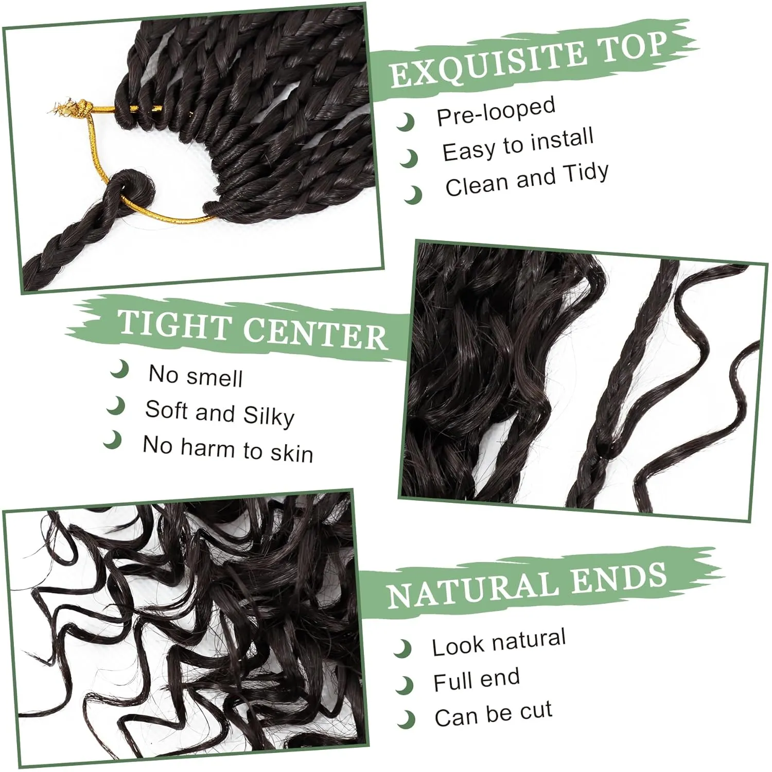 Eerya 8 Packs Boho Box Braids Crochet Hair for Black Women 10 Inch Goddess Box Braids Pre-looped Bohemian Crochet Box Braids With Curly Ends Synthetic Crochet Hair Extensions (10 inch, #4)