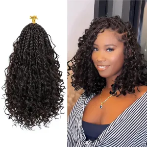 Eerya 8 Packs Boho Box Braids Crochet Hair for Black Women 10 Inch Goddess Box Braids Pre-looped Bohemian Crochet Box Braids With Curly Ends Synthetic Crochet Hair Extensions (10 inch, #4)