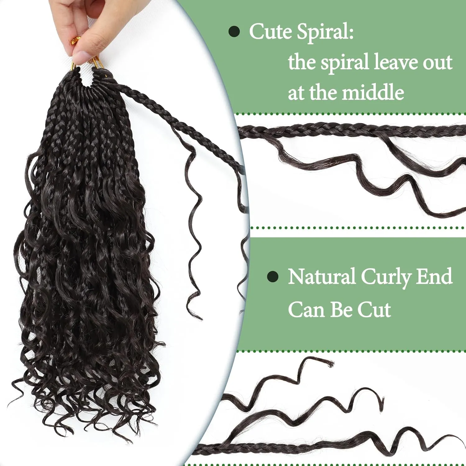 Eerya 8 Packs Boho Box Braids Crochet Hair for Black Women 10 Inch Goddess Box Braids Pre-looped Bohemian Crochet Box Braids With Curly Ends Synthetic Crochet Hair Extensions (10 inch, #4)