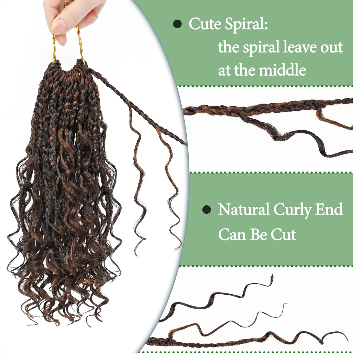 Eerya 8 Packs Boho Box Braids Crochet Hair for Black Women 10 Inch Goddess Box Braids Pre-looped Bohemian Crochet Box Braids With Curly Ends Synthetic Crochet Hair Extensions (10 inch, P4/30)