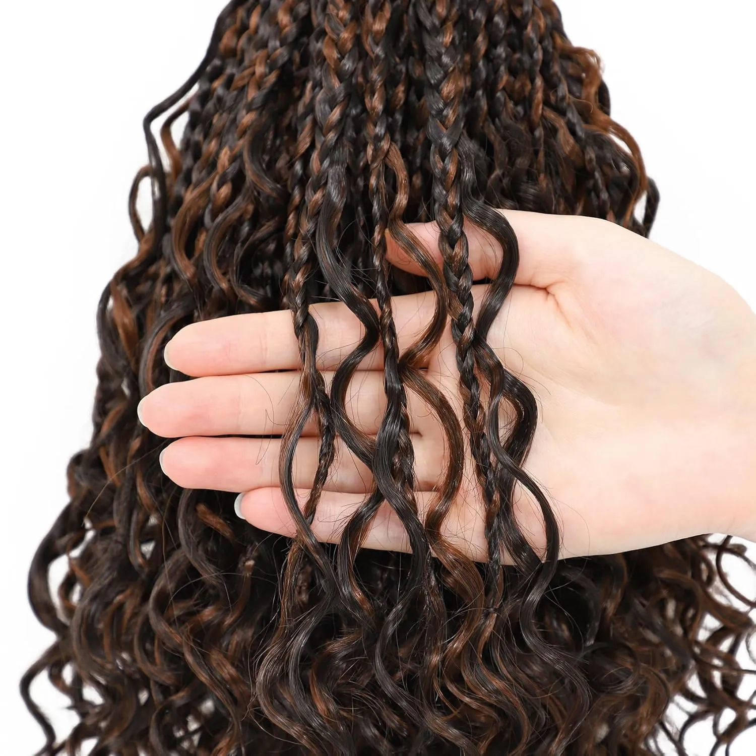 Eerya 8 Packs Boho Box Braids Crochet Hair for Black Women 10 Inch Goddess Box Braids Pre-looped Bohemian Crochet Box Braids With Curly Ends Synthetic Crochet Hair Extensions (10 inch, P4/30)