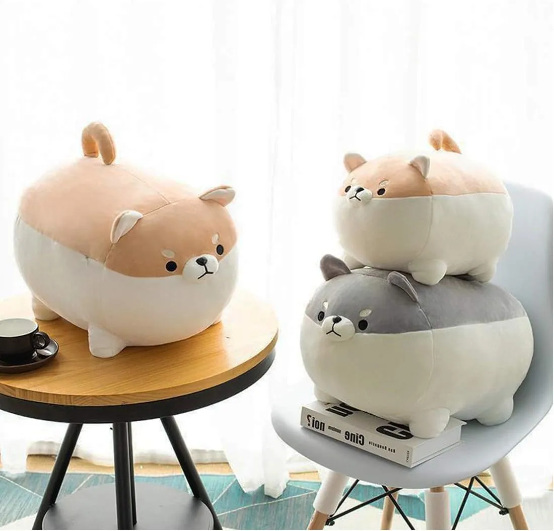 EHOTONG Shiba Inu Dog Plush Pillow, Corgi Stuffed Animal Plush Toy Hug Pillow Gifts for Girl Boy (Brown, 11.8in)
