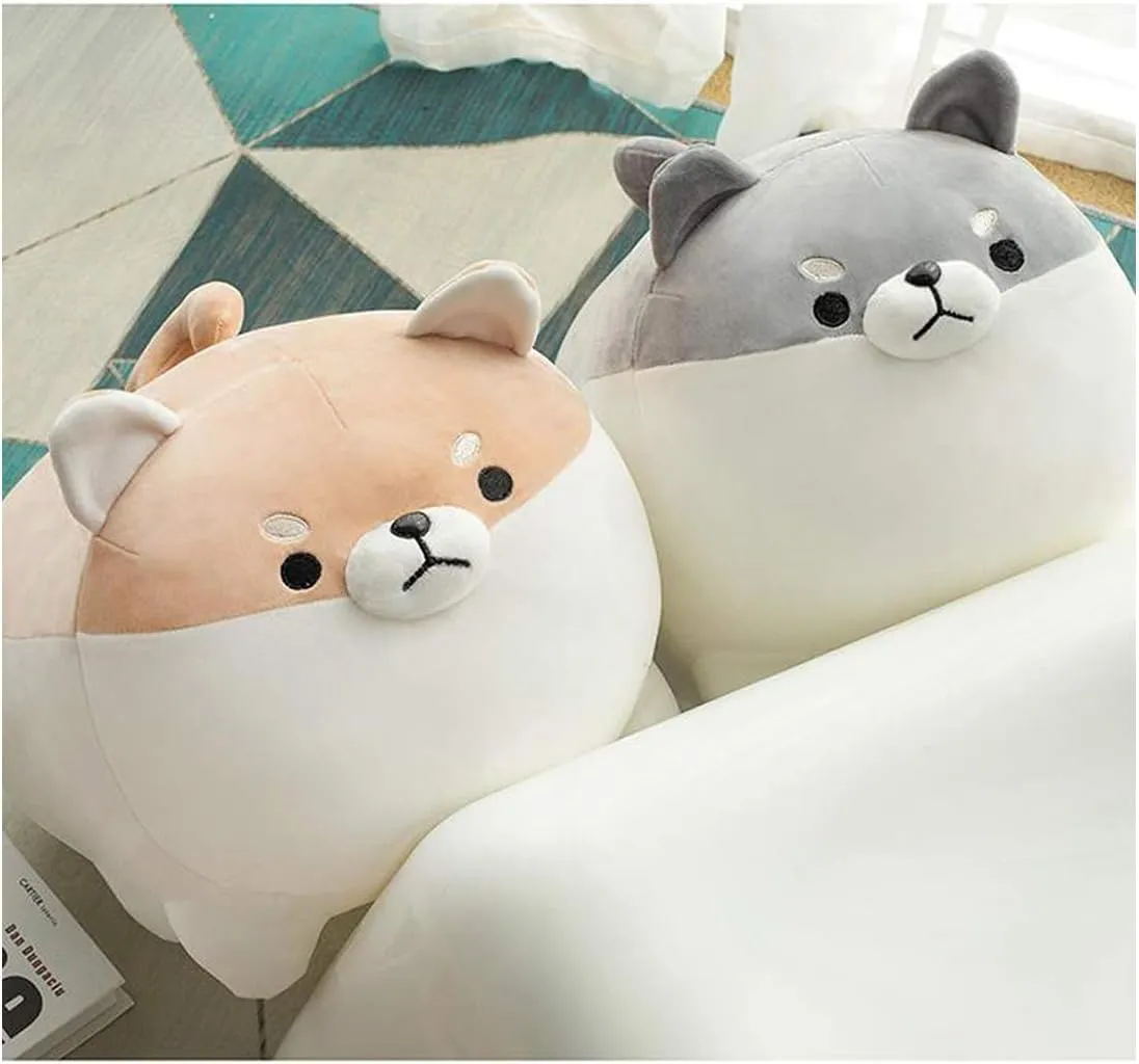 EHOTONG Shiba Inu Dog Plush Pillow, Corgi Stuffed Animal Plush Toy Hug Pillow Gifts for Girl Boy (Brown, 11.8in)