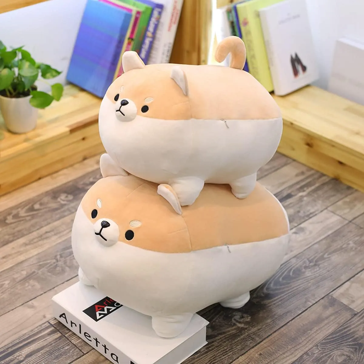 EHOTONG Shiba Inu Dog Plush Pillow, Corgi Stuffed Animal Plush Toy Hug Pillow Gifts for Girl Boy (Brown, 11.8in)