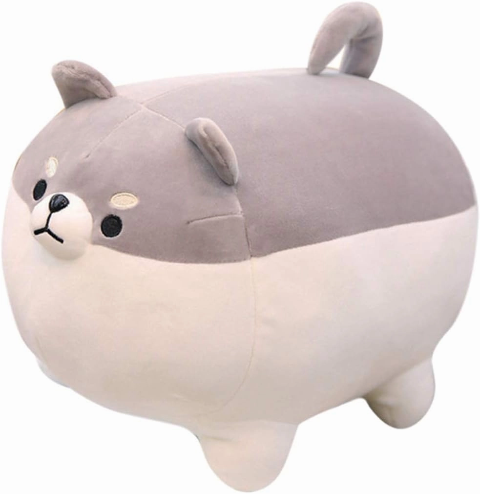 EHOTONG Shiba Inu Dog Plush Pillow, Corgi Stuffed Animal Plush Toy Hug Pillow Gifts for Girl Boy (Gray, 15.7in)