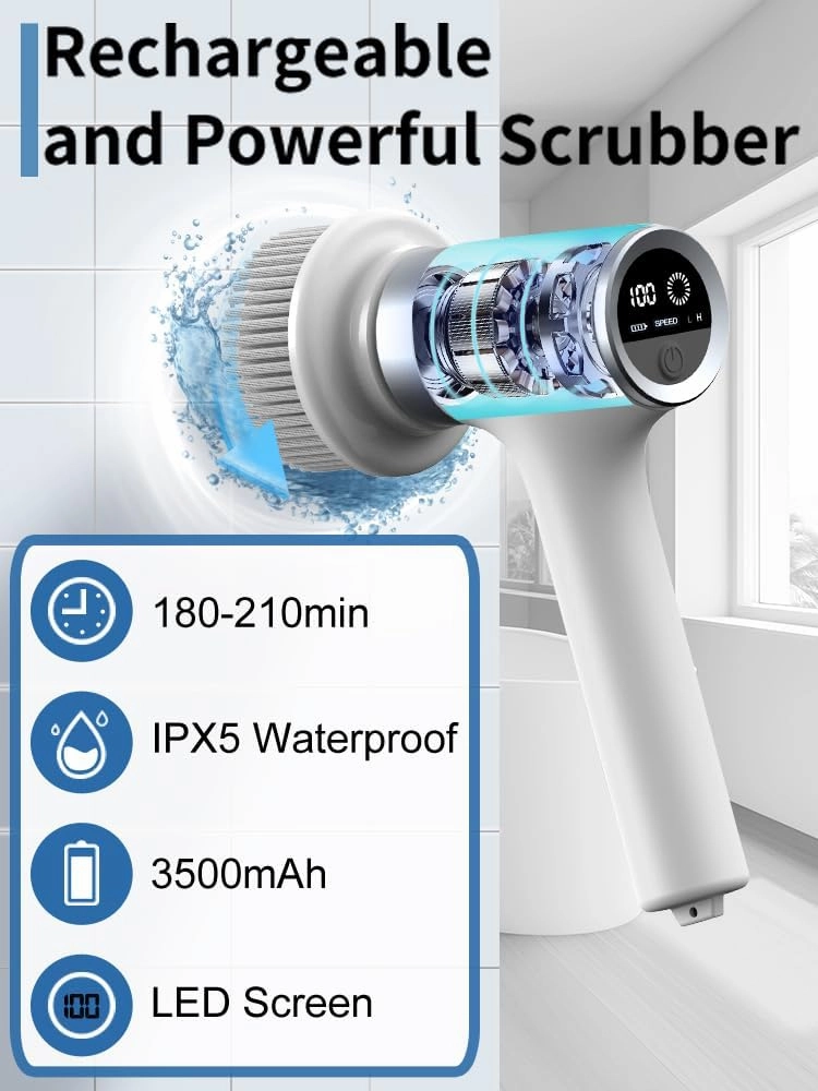 Electric Spin Scrubber for Cleaning, Bathroom Cleaning Brush with 9 Replaceable Heads, Household Cleaning Brushes as Seen on TV, Rechargeable Power Scrubbers for Cleaning Kitchen/Toilet/Shower/Window