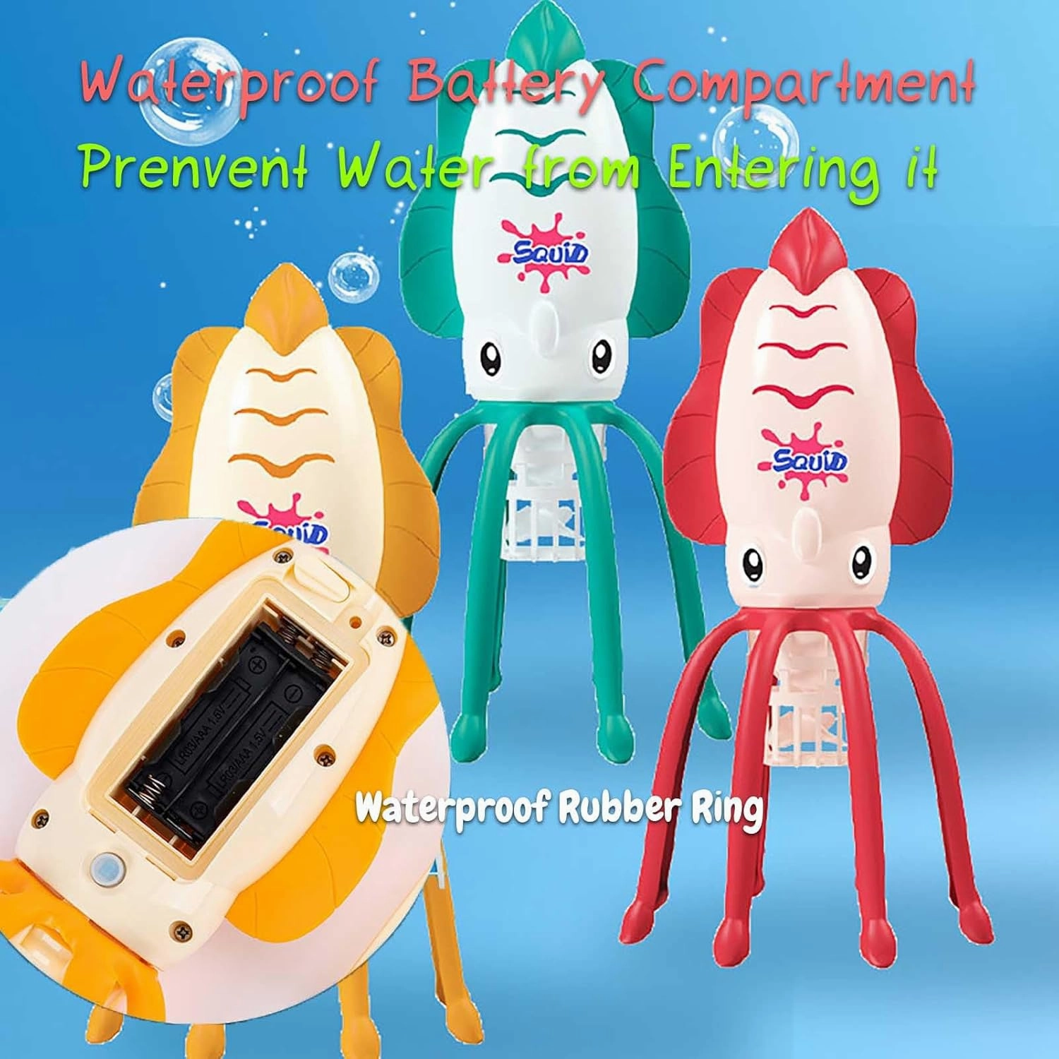 Electric Squid Water Toy with LED Lights for Boys and Girls (Orange)