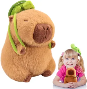 Emoin Capybara Plush Toy with Turtle Bag Pillow 9Inch Cute Capybara Stuffed Animals Soft Brown Capybara Plushie Doll Pillow Decoration Stuffed Capybara Toy Gift for Kids Adults