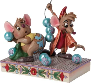 Enesco Disney Traditions Collection by Jim Shore Cinderella Jaq and Gus with Beads Figurine- Stone Resin Hand Painted Crafted Collectible Disney Princess Figurines Home Decor Statue, 5.5 Inch