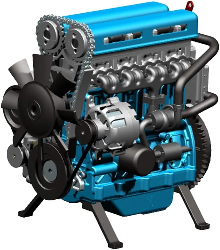 Engine Model That Runs, DM111 3D Metal Turbocharged Inline-Four Car Engine Mechanical Engineering DIY Assembly L4 Engine Model Kit, Physics Experiment Set for Kids Adults (364 PCS)