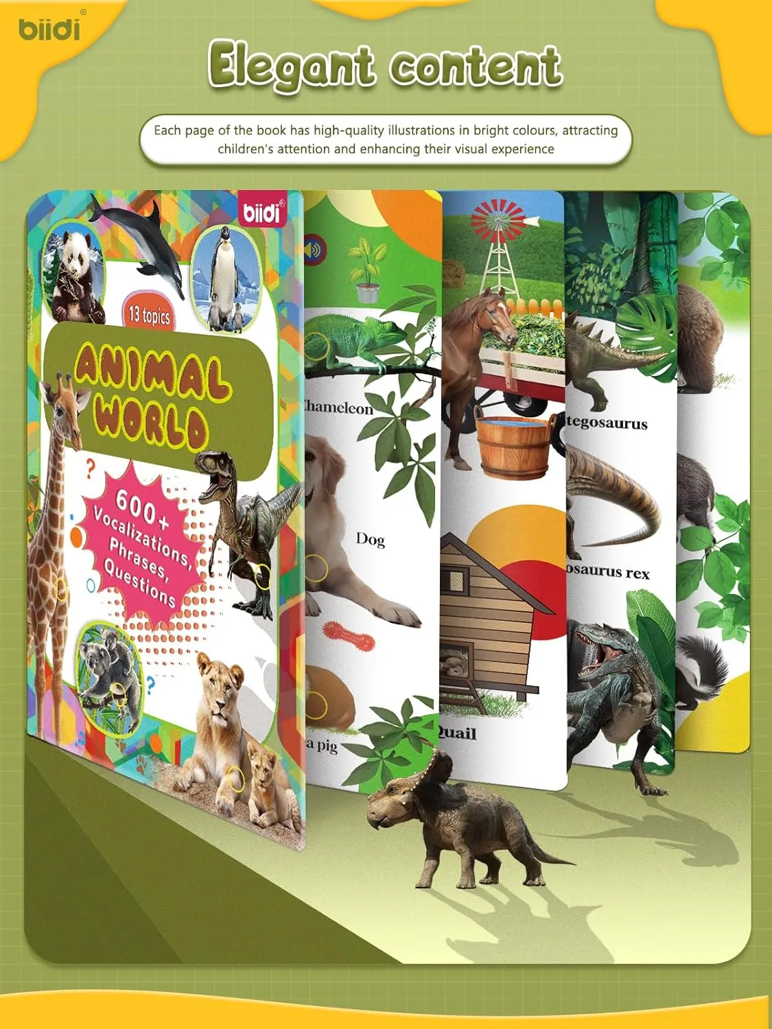 English Words Sound Book-Books with Sounds for Toddlers2-6,600  Sounds and 13 Topics, Interactive Books|Suitable for Childreneducational Learning Toys& Birthday Gift (Animal World)