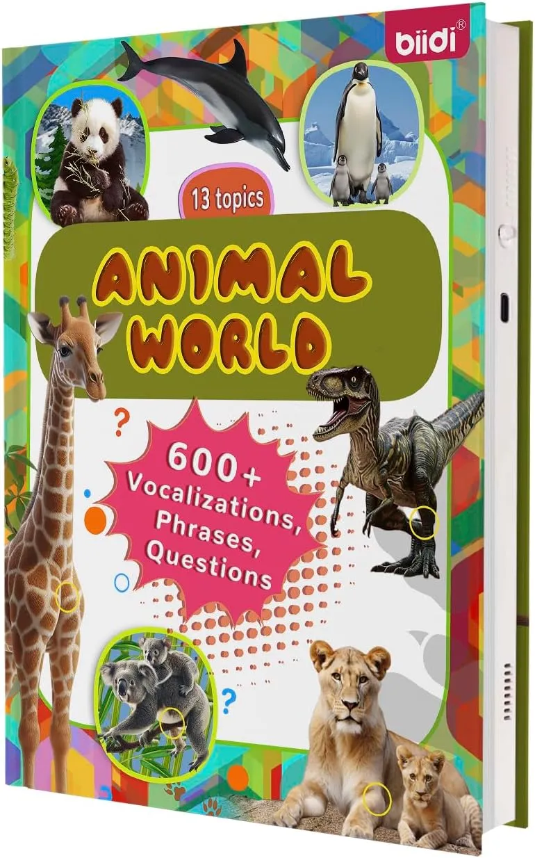 English Words Sound Book-Books with Sounds for Toddlers2-6,600  Sounds and 13 Topics, Interactive Books|Suitable for Childreneducational Learning Toys& Birthday Gift (Animal World)