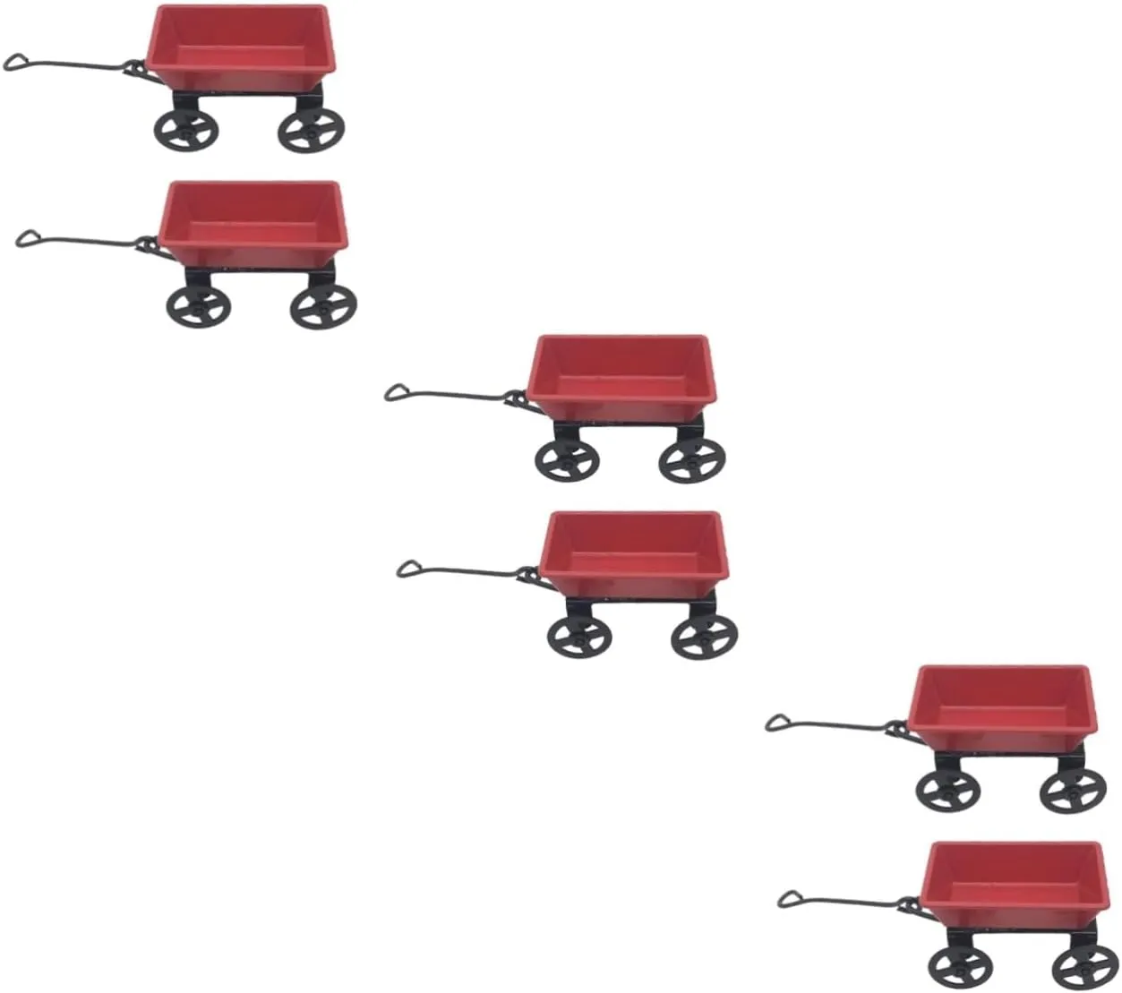 ERINGOGO 3sets 1:12 Miniature Garden Cart Iron Pull Cart Ornament for Fairy Garden Decor 2pcs*3
