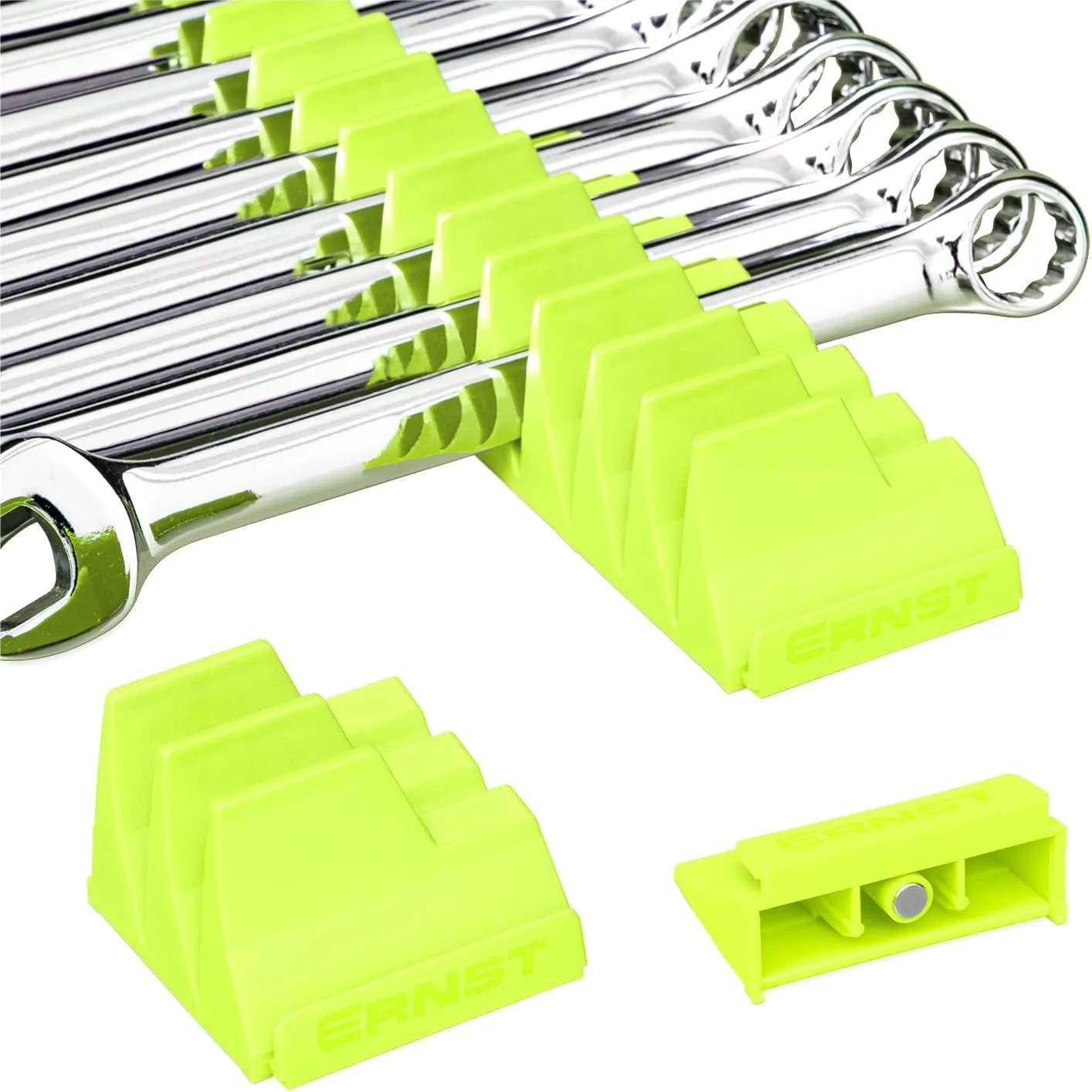 Ernst Manufacturing Wrench Pro - Modular Wrench Organizer for 40 Tools with Magnetic Base (Hi-Viz) - Made in the USA