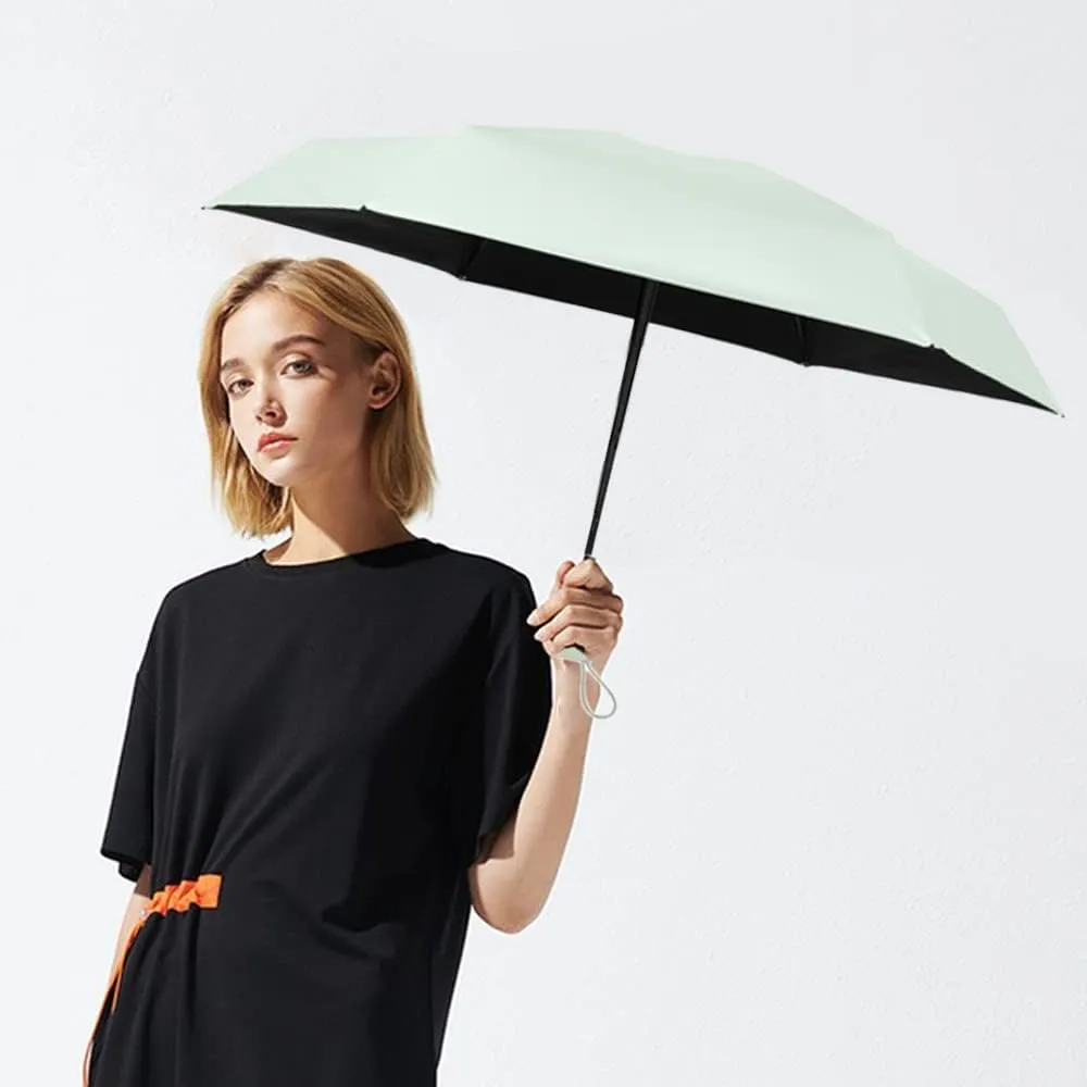 ESUFEIR Mini Travel Sun Umbrella for Purse With Case,Small Compact UV Umbrella Protection Sun,Lightweight Portable Parasol Windproof for Women Men Kids (Green)